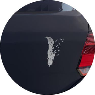 Imagem de Adesivo de Carro Caneta Pena de Pássaros - Cor Prata - Melhor Adesivo,