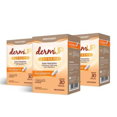 Imagem de 03 DermUp Supreme Acido Hialuronico D-Pantenol 30 Capsulas Loja Maxinu