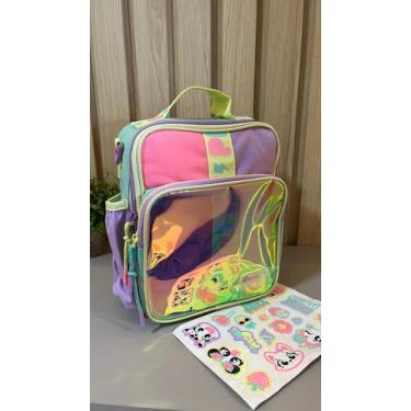 Imagem de Lancheira Térmica Puket Menina Color Block com adesivos