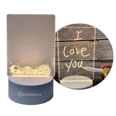 Imagem de Luminária Lindo Efeito 3d Tipo Lousa Recados Mensagens Acrílico C Cane