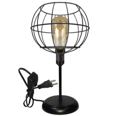 Imagem de Luminária de Mesa Abajur Clássico Aramado Tangerine 2 Preto - Jota Ilu