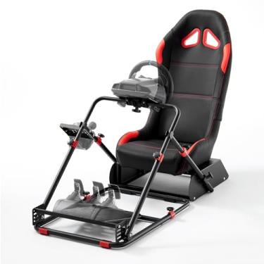 Imagem de DIWANGUS Simulador de corrida com cadeira de couro Sim Racing Cockpit Simulador de carro ajustável para Logitech G29 G920 G923 G25 G27 Thrustmaster T300Rs T300RS GT T150Rs TX