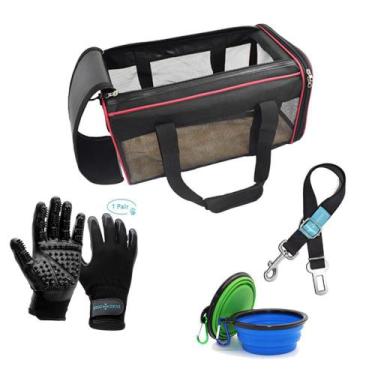 Imagem de Kit Pet Com Bolsa Luva Cinto E Comedouro Retrátil - Duke Dixie