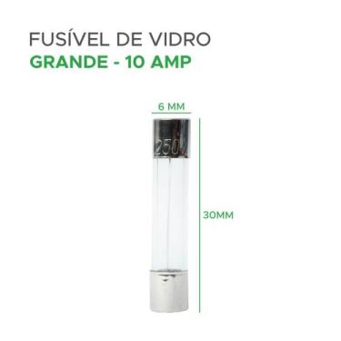 Imagem de 100x Fusível De Vidro 6x30 Grande 10 Amp - Green, 045-8010