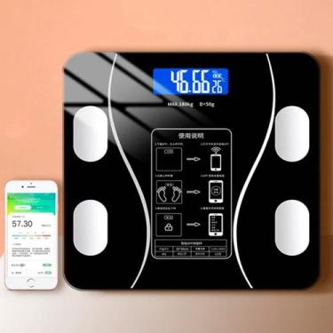 Imagem de Balança Digital Corporal Bioimpedância Aplicativo Bluetooth Fitness - 