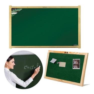 Imagem de Lousa Quadro Verde Liso Madeira 70x50cm Quadro Negro - Souza