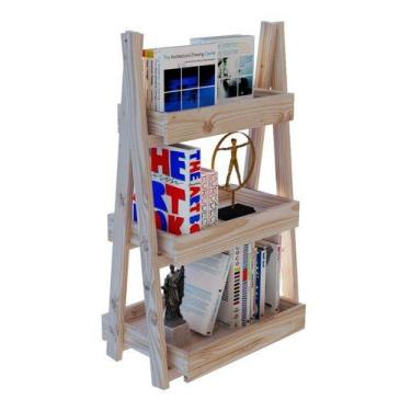 Imagem de Expositor de Livros 3 Prateleira Madeira Pinus - Technox