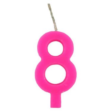 Imagem de Vela Para Festa De Aniversário Número 8 Rosa Com 1 Unidade - Festhamir