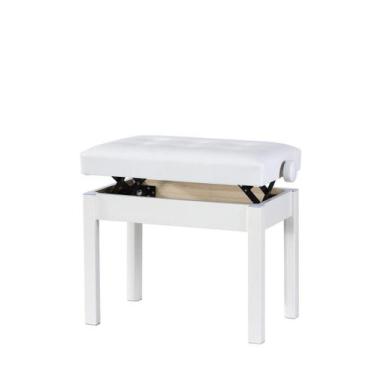 Imagem de Banqueta Branca,Banco De Piano,Teclado C/Ajuste Altura,Botão - Aj Som 