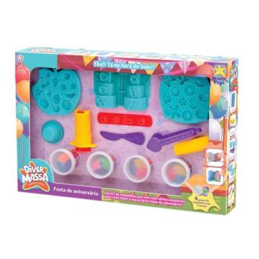 Imagem de Massa de Modelar Divertoys Festa de Aniversário com Acessórios, Unica