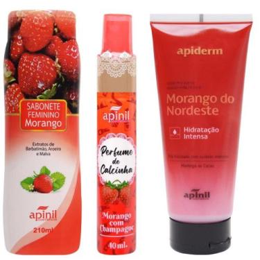 Imagem de Kit Sabonete + Hidratante corporal + Perfume de Calçinha Morango Apini
