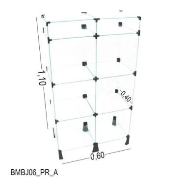 Imagem de Balcão de Vidro com Porta Bijuteria - C/ Conectivo Preto -  - 0,60 x 1