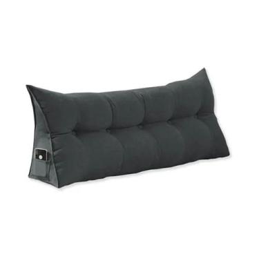 Imagem de Almofada de Apoio Para Encosto de Cabeceira Mel King 195 cm Suede Cinz