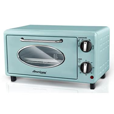 Imagem de Elite Gourmet Maximatic Americana Collection ETO147M Diner 50's Retro Countertop Toaster Forno, Asse, Torrada, Serve para Pizza de 20 cm, Controle de Temperatura e Temporizador Ajustável de 60 Minutos 1000W, 2 Fatias, Hortelã