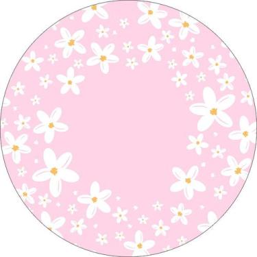 Imagem de Painel De Festa Redondo 1,50x1,50 - Flores Margaridas Rosa 193 - Via C