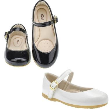 Imagem de Kit 2 pares sapatilha infantil menina b2a kids 9001 preto branco, 18, 