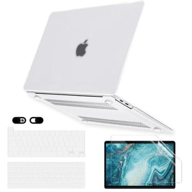 Imagem de Capa Frost para MacBook Pro 13 polegadas M2 M1 A2338 A2289 A2251 A2159 A1989 A1706 versão 2023-2016 com Touch ID, capa rígida de plástico 6 em 1, capa de teclado, protetor de tela e capa de webcam,