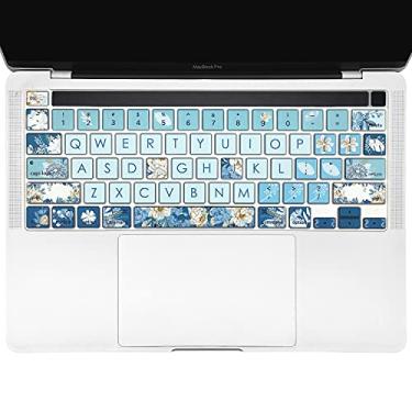 Imagem de WSLUCKO Capa de silicone para teclado 2020-2022 MacBook Pro 13 polegadas (modelo: A2338/A2289/A2251) M2 M1 e MacBook Pro 2019 2020 (modelo: A2141) com capa protetora de teclado Touch ID, peônia
