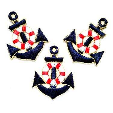 Imagem de Nipitshop Conjunto de remendos mini veleiro azul âncora barco desenho animado infantil patch bordado faça você mesmo aplique fofo costurar ferro em crianças artesanato patch para bolsas, jaquetas,