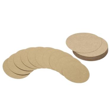 Imagem de PATIKIL Porta-cartões circulares de 7,6 cm, 36 peças de papel com recortes de formato redondo, porta-copos grossos para projetos de artesanato, decoração de quadro de avisos, cor kraft