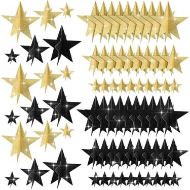 Imagem de Sinload 45 Pcs Gold Black Star Centerpieces for Movie Night Party Decorations 3D Movie Night Supplies Star Decorations in 3 Sizes 8" 5" 3" Red Carpet Film Show Theme Birthday Party Table Decor