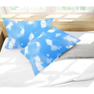 Imagem de Par de Fronhas Estampa Infantil Animais Nuvens Azul - Core Decore