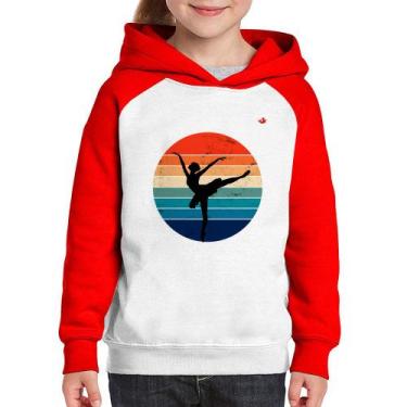 Imagem de Moletom Infantil Ballet Vintage Sunset - Foca na Moda, Branco, Vermelh
