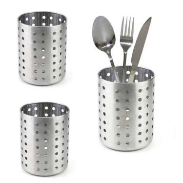 Imagem de 3un Escorredor porta talheres aço inox p/ pia cozinha - Clink