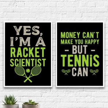 Imagem de Kit 2 Quadros Frases Tennis 33x24cm - Quadros On-line, Madeira branca