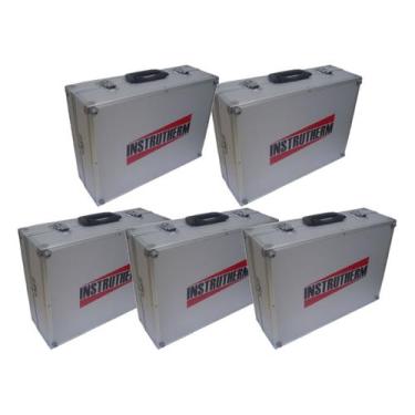 Imagem de Kit 5 Maleta Transporte Alumínio Divisórias 34x24x15cm Chave Ferrament