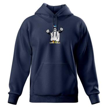 Imagem de Blusa de Frio Moletom Fechado Com Capuz Bolso Canguru Relaxado, Azul m