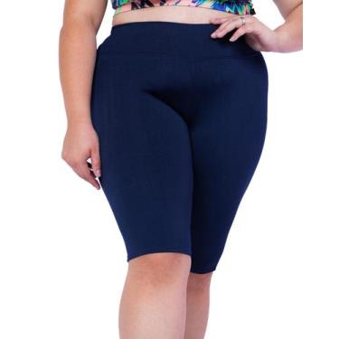 Imagem de Bermuda Básica Plus Size Ciclista Cintura Alta - ASHYC, Marinho, G1/48