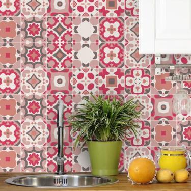 Imagem de Adesivo de Azulejo 20x20 para Cozinha Vila Rosa 24un - Quartinhos
