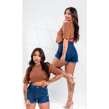 Imagem de Short jeans azul social - BLUE JEANS , Lavagem escura, 34,36,38,40,42,