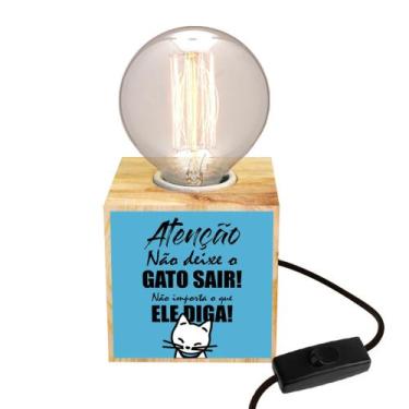 Imagem de Abajur Mini Cubo Wood Gato Base E-27. - Ellume Design
