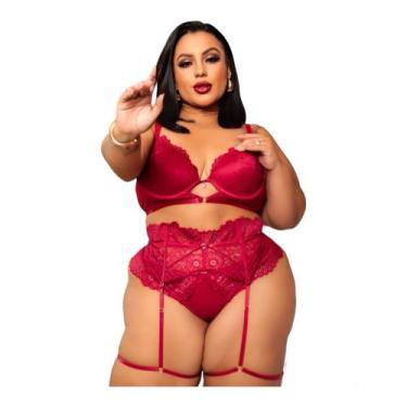 Imagem de Conjunto Lingerie Cinta Liga- Plus Size- Sensual - Ousadia Lingerie e 