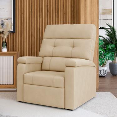 Imagem de Poltrona Do Papai Reclinável 3 Posições Confortável Corino Bege