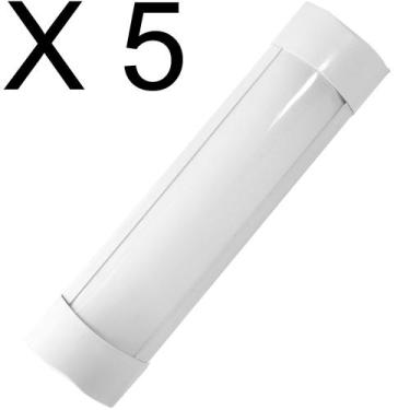 Imagem de Kit 5 luminaria tubular led 9w 30cm 4000k branco neutro sobrepor biv e