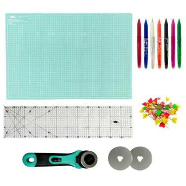 Imagem de Kit Base de Corte Grande Patchwork Artesanato 90x60 Régua 15x60 Cortad