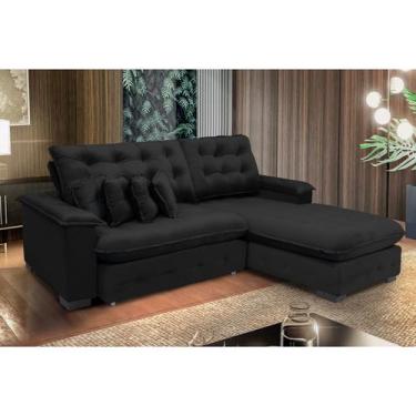 Imagem de Sofá Berlin 2.65x2.10m com Chaise Super Pillow Top - Preto - Sofistica