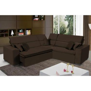 Imagem de Sofá Milão 2.50x2.50m de Canto, Retrátil e Reclinável - Marrom - Sofis