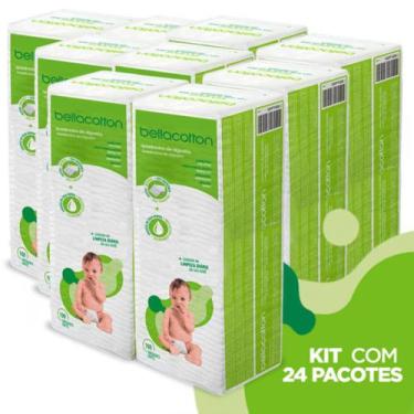 Imagem de Kit 24 Pacotes de Quadrado de Algodão Bellacotton Bebê 2.400 unidades 