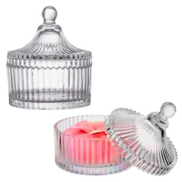 Imagem de Kit 2 Bomboniere Potiche De Vidro 9cm Multiuso Baleiro - Lyor