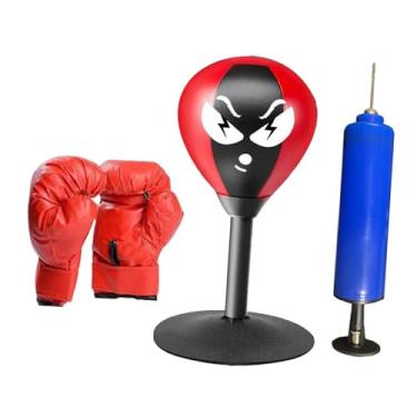 Imagem de menolana Bola de reação de boxe com suporte, base de ventosa profissional, saco de pancadas de mesa, bola de velocidade de boxe para exercícios de treino, MMA, com Luvas Infantis