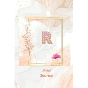 Imagem de Dotted Journal: Dotted Grid Bullet Notebook Journal Rose Gold Monogram Letter R Marble with Pink Flowers (6” x 9”) for Women Teens Girls and Kids