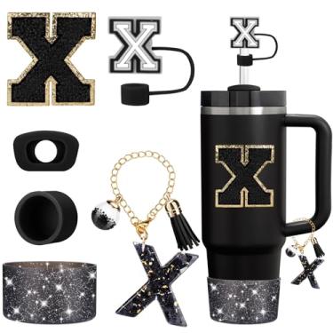 Imagem de Mity rain Conjunto de 6 peças de acessórios para copo Stanley Cup 850 g 1,134 g copo com alça, acessórios pretos incluindo topo de palha, bota, tampa à prova de derramamento, pingente de alça, adesivo