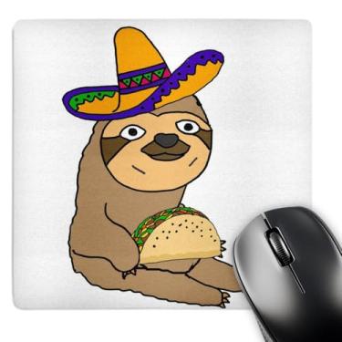 Imagem de 3dRose Mouse pad divertido com bicho-preguiça vestindo sombrero e comendo taco (mp_263830_1)
