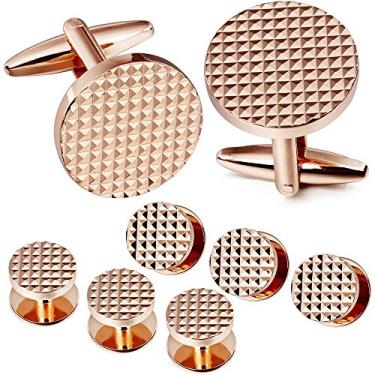 Imagem de Abotoaduras de metal e conjunto de 6 parafusos HAWSON para homens Camisa de smoking - Acessórios de casamento para negócios