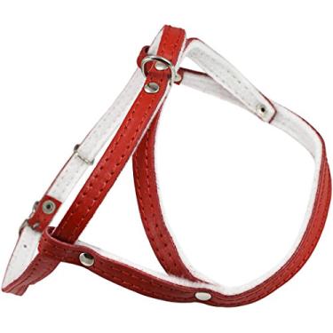 Imagem de Peitoral de couro acolchoado para cães (vermelho, peito 56-63,5 cm)