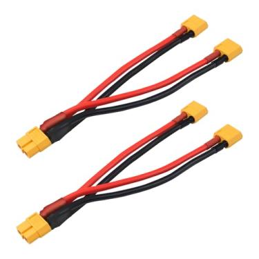 Imagem de TMH 2 peças XT60 Paralelo 12 AWG - 120 mm. Extensão de cabo conector de bateria Y divisor macho para fêmea para DJI Phantom RC modelo helicóptero quadricóptero
